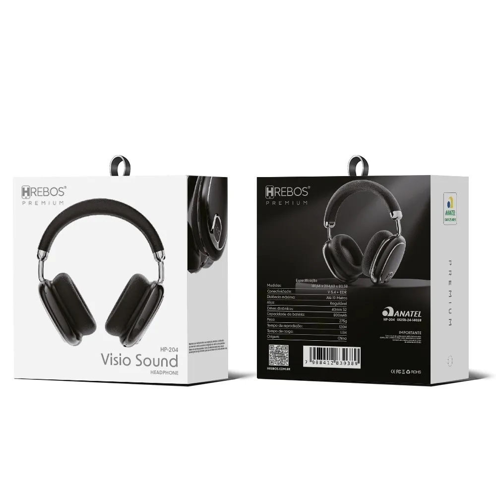 Fone de Ouvido Hrebos HP-204 120H de Reprodução Sem Fio Bluetooth 5.4 foto 2