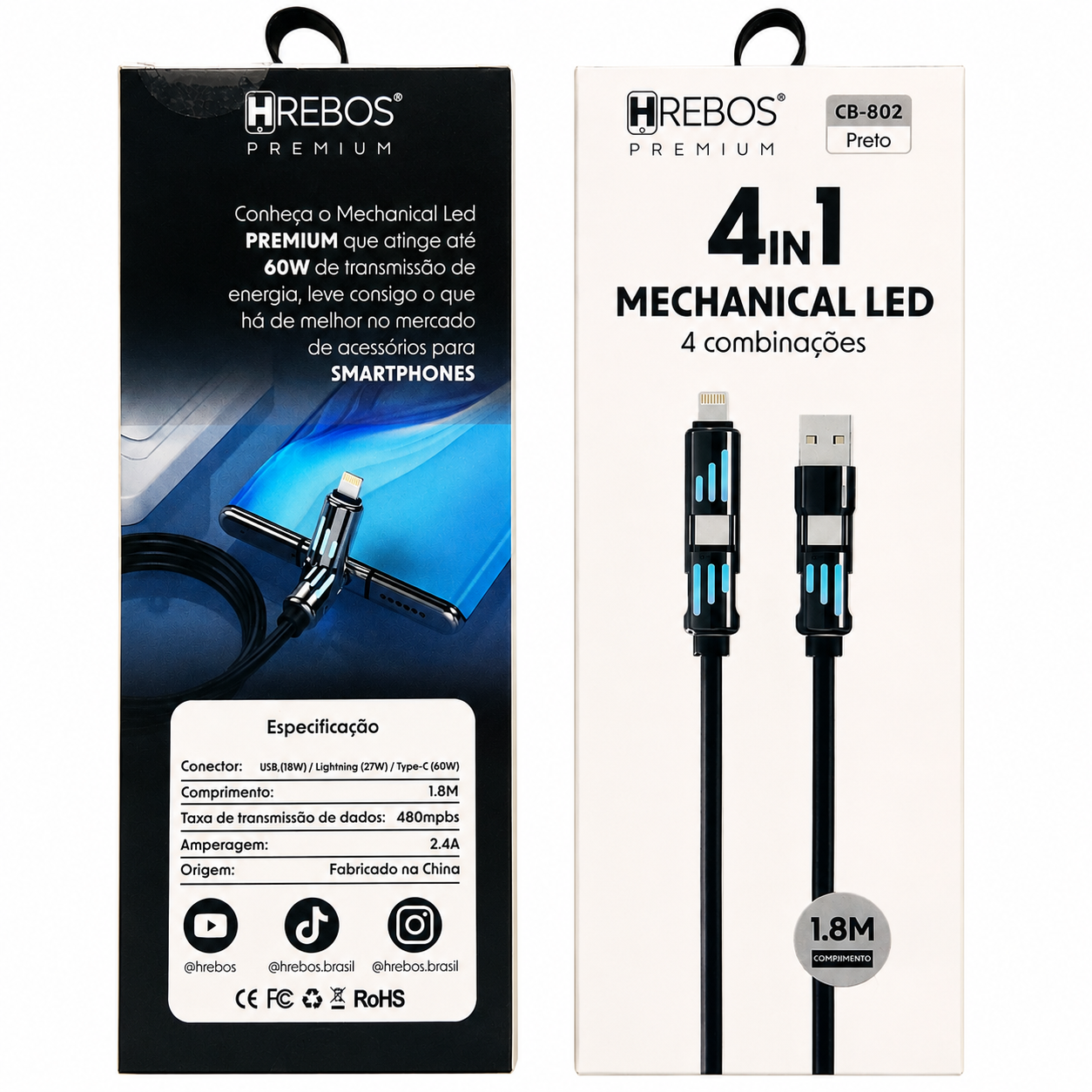 Cabo 4in1 Mechanical LED Black 1.8m